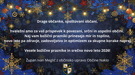 BOŽIČNO NOVOLETNA ČESTITKA 2026